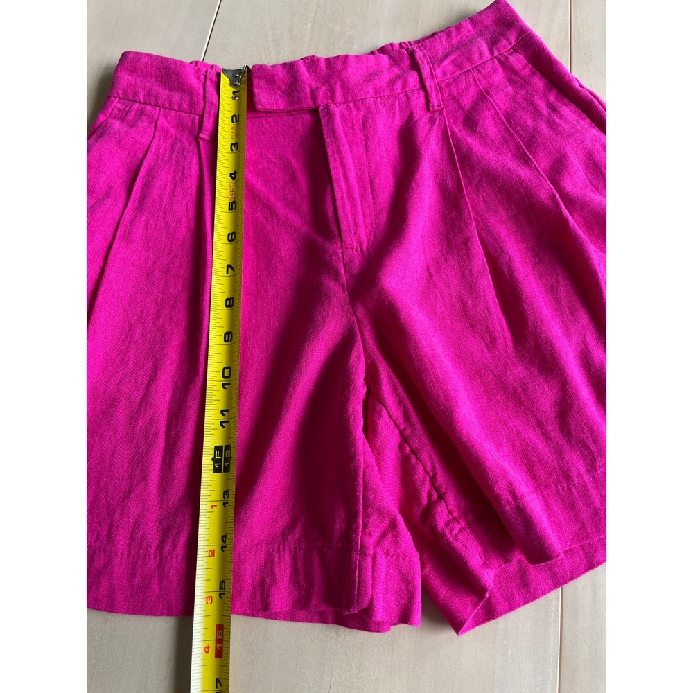 A New Day Target Linen Blend Hot Pink Magenta Pleated High Waisted Shorts Size 2 - Picture 11 of 13